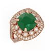 Image 1 : 6.47 ctw Certified Emerald & Diamond Victorian Ring 14K Rose Gold - REF-178A2N