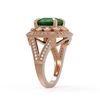 Image 3 : 6.47 ctw Certified Emerald & Diamond Victorian Ring 14K Rose Gold - REF-178A2N