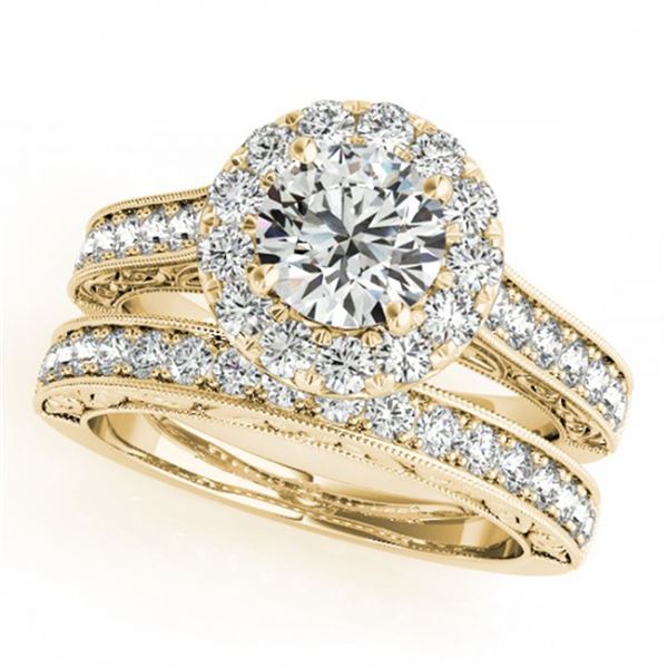 2.63 ctw Certified VS/SI Diamond 2pc Wedding Set Halo 14k Yellow Gold - REF-537Y4X