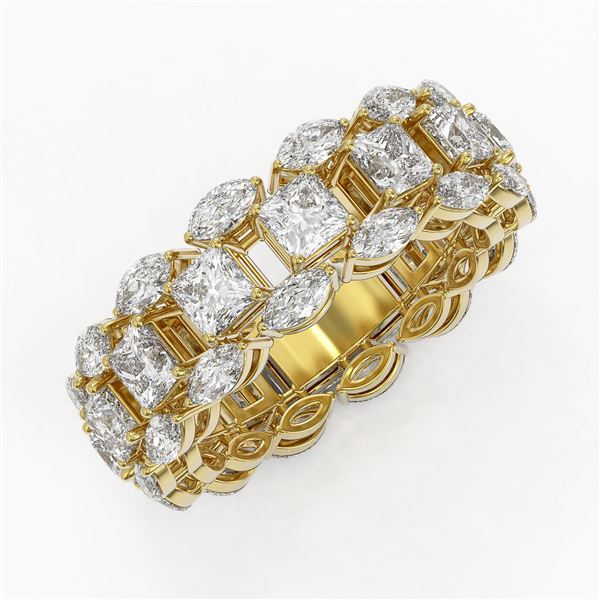 7.42 ctw Princess & Marquise Diamond Eternity Band 18K Yellow Gold - REF-876N2F