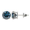 Image 2 : 2 ctw Certified Intense Blue Diamond Stud Earrings 10k White Gold - REF-181K6Y