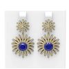 Image 1 : 6.8 ctw Sapphire & Diamond Earrings 18K Yellow Gold - REF-327W3H