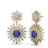 Image 2 : 6.8 ctw Sapphire & Diamond Earrings 18K Yellow Gold - REF-327W3H