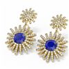 Image 3 : 6.8 ctw Sapphire & Diamond Earrings 18K Yellow Gold - REF-327W3H