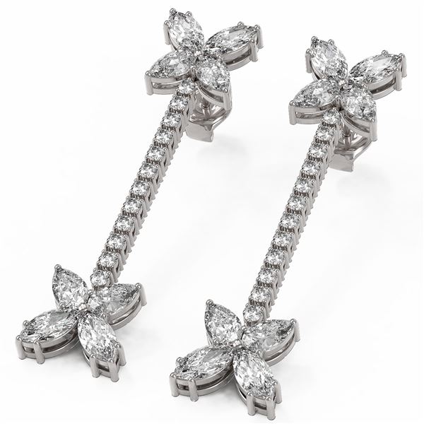 5.22 ctw Pear Diamond Designer Earrings 18K White Gold - REF-653F6M