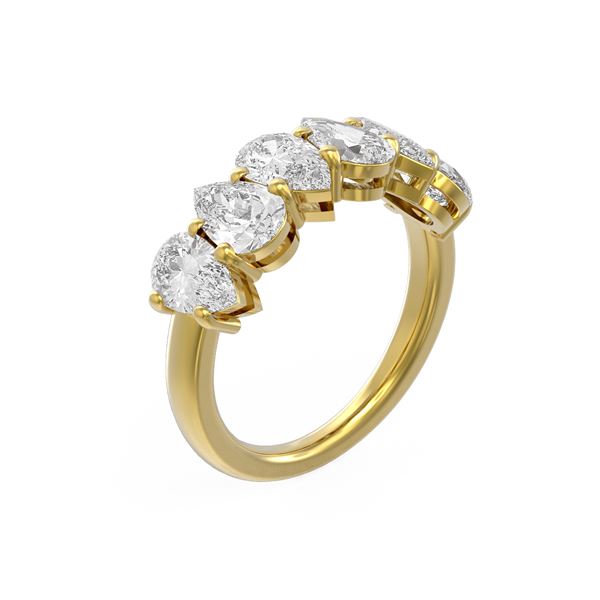 3.12 ctw Pear Diamond Ring 18K Yellow Gold - REF-574A8N