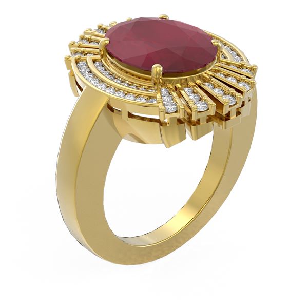 7.72 ctw Ruby & Diamond Ring 18K Yellow Gold - REF-263Y6X