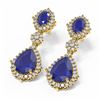 Image 3 : 11.38 ctw Sapphire & Diamond Earrings 18K Yellow Gold - REF-245G5W