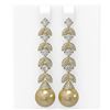 Image 1 : 3.32 ctw Diamond & Pearl Earrings 18K Yellow Gold - REF-430N8F