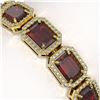 Image 3 : 26.21 ctw Garnet & Diamond Micro Pave Halo Bracelet 10k Yellow Gold - REF-345K5Y