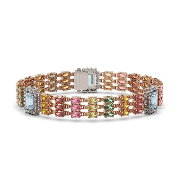 29.55 ctw Sapphire & Diamond Bracelet 14K Rose Gold - REF-374K8Y