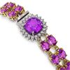 Image 2 : 14.31 ctw Amethyst & Diamond Bracelet 14K Yellow Gold - REF-178A2N