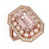 Image 1 : 6.08 ctw Certified Morganite & Diamond Victorian Ring 14K Rose Gold - REF-226R4K