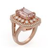 Image 2 : 6.08 ctw Certified Morganite & Diamond Victorian Ring 14K Rose Gold - REF-226R4K