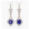 Image 1 : 10.73 ctw Sapphire & Diamond Earrings 18K Rose Gold - REF-490X9A