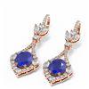 Image 3 : 10.73 ctw Sapphire & Diamond Earrings 18K Rose Gold - REF-490X9A