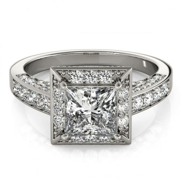 2.1 ctw Certified VS/SI Princess Diamond Halo Ring 18k White Gold - REF-218M2G