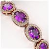 Image 3 : 19.82 ctw Amethyst & Diamond Micro Pave Halo Bracelet 10k Rose Gold - REF-290N9F