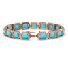 Image 2 : 23.66 ctw Turquoise & Diamond Micro Pave Halo Bracelet 10k Rose Gold - REF-345H5R