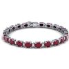 Image 1 : 30.8 ctw Ruby & VS/SI Certified Diamond Eternity Bracelet 10k White Gold - REF-245M5G