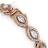 Image 3 : 8.13 ctw Marquise Cut Diamond Micro Pave Bracelet 18K Rose Gold - REF-684R3K