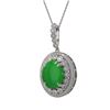 Image 1 : 9.17 ctw Jade & Diamond Victorian Necklace 14K White Gold - REF-245G5W