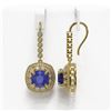Image 2 : 12.9 ctw Certified Sapphire & Diamond Victorian Earrings 14K Yellow Gold - REF-247N6F