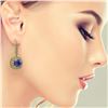 Image 3 : 12.9 ctw Certified Sapphire & Diamond Victorian Earrings 14K Yellow Gold - REF-247N6F