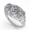 Image 2 : 2 ctw Past Present Future Oval Cut Diamond Ring Art Deco 18k White Gold - REF-421G8W