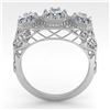 Image 3 : 2 ctw Past Present Future Oval Cut Diamond Ring Art Deco 18k White Gold - REF-421G8W