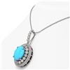 Image 3 : 8.97 ctw Turquoise & Diamond Victorian Necklace 14K White Gold - REF-245M5G