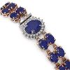 Image 2 : 30.12 ctw Sapphire & Diamond Bracelet 14K Rose Gold - REF-336K4Y