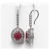 Image 2 : 17.22 ctw Certified Ruby & Diamond Victorian Earrings 14K White Gold - REF-354W5H