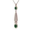 Image 3 : 5.72 ctw Emerald & Diamond Necklace 18K Rose Gold - REF-245W5H