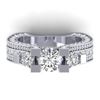 Image 1 : 5.5 ctw VS/SI Diamond Art Deco 3 Stone Micro Ring 14k White Gold - REF-604F5M