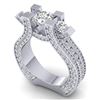 Image 2 : 5.5 ctw VS/SI Diamond Art Deco 3 Stone Micro Ring 14k White Gold - REF-604F5M