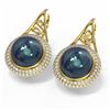 Image 3 : 1.31 ctw Diamond & Pearl Earrings 18K Yellow Gold - REF-185W5H