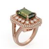 Image 2 : 6.08 ctw Certified Tourmaline & Diamond Victorian Ring 14K Rose Gold - REF-208G8W