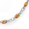Image 2 : 9.02 ctw Orange Sapphire & Diamond Necklace 18k White Gold - REF-163N6F