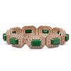 Image 2 : 61.92 ctw Emerald & Diamond Victorian Bracelet 14K Rose Gold - REF-1545R5K