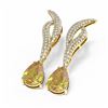 Image 3 : 5.27 ctw Canary Citrine & Diamond Earrings 18K Yellow Gold - REF-147K5Y