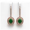 Image 1 : 9.25 ctw Certified Emerald & Diamond Victorian Earrings 14K Rose Gold - REF-256A2N