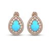 Image 1 : 7.54 ctw Turquoise & Diamond Victorian Earrings 14K Rose Gold - REF-218R2K