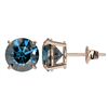 Image 2 : 3.15 ctw Certified Intense Blue Diamond Stud Earrings 10k Rose Gold - REF-355X9A