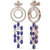 Image 2 : 11.72 ctw Sapphire & Diamond Earrings 18K Rose Gold - REF-525K5Y