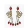 Image 1 : 19.89 ctw Ruby & Diamond Earrings 18K Yellow Gold - REF-889A3N