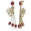 Image 2 : 19.89 ctw Ruby & Diamond Earrings 18K Yellow Gold - REF-889A3N