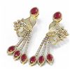 Image 3 : 19.89 ctw Ruby & Diamond Earrings 18K Yellow Gold - REF-889A3N