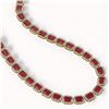 Image 2 : 58.59 ctw Ruby & Diamond Micro Pave Halo Necklace 10k Yellow Gold - REF-777G8W