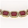 Image 3 : 58.59 ctw Ruby & Diamond Micro Pave Halo Necklace 10k Yellow Gold - REF-777G8W